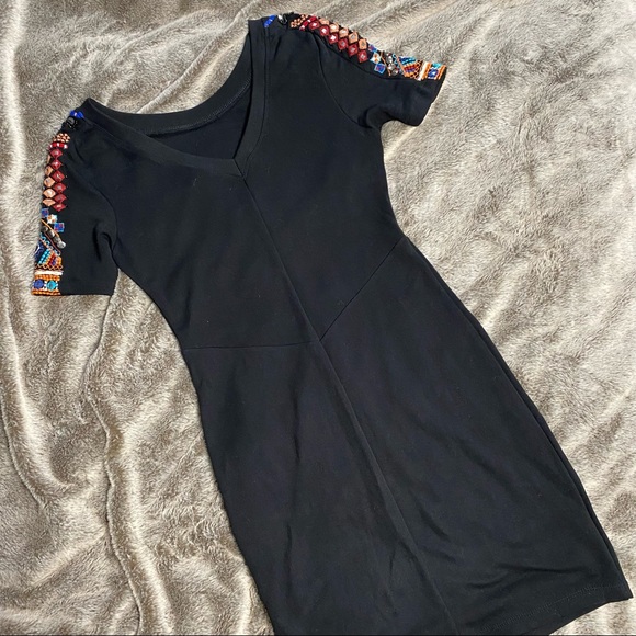 ZARA Beaded Sleeve Mini Dress - Picture 7 of 7